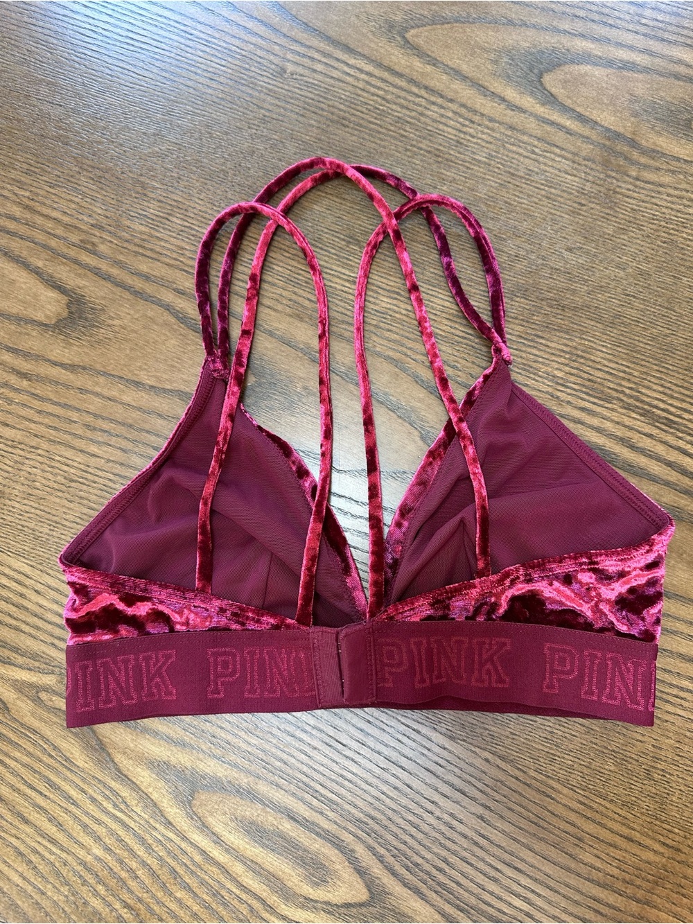 PINK Victoria's Secret Velvet Strappy Bralette in Wine - Picture 2 of 2